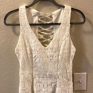 Premier Amour, all lace dress with tie-up back